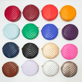 Chevron Patterned Faux Leather Round Crossbody Bag