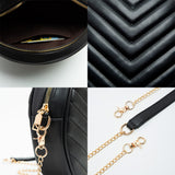 Chevron Patterned Faux Leather Round Crossbody Bag