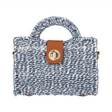Structured Top Handle Woven Mini Satchel Crossbody Bag