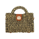 Structured Top Handle Woven Mini Satchel Crossbody Bag