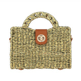 Structured Top Handle Woven Mini Satchel Crossbody Bag
