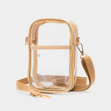 Solid Faux Leather Transparent Rectangle Crossbody Bag