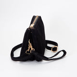 Plain Faux Suede Crossbody Clutch Bag