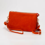 Plain Faux Suede Crossbody Clutch Bag