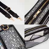 Bling Studded Faux Leather Transparent Rectangle Crossbody Bag
