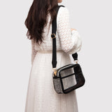 Bling Studded Faux Leather Transparent Rectangle Crossbody Bag