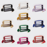 Bling Studded Faux Leather Transparent Rectangle Crossbody Bag