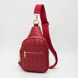 Faux Braided Leather Sling Bag