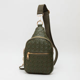Faux Braided Leather Sling Bag