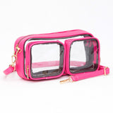Dual Front Pocket Faux Leather Transparent Crossbody Bag