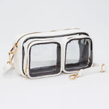 Dual Front Pocket Faux Leather Transparent Crossbody Bag