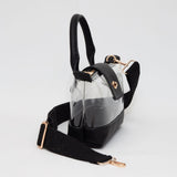 Faux Leather Compact Transparent Top Handle Crossbody Bag