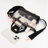 Faux Leather Compact Transparent Top Handle Crossbody Bag