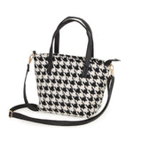 Houndstooth Patterned Tote / Crossbody Bag