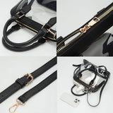 Faux Leather Trim Transparent Structured Top Handle Handbag / Crossbody Bag