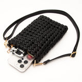Faux Leather Woven Small Crossbody Bag