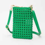Faux Leather Woven Small Crossbody Bag