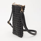 Faux Leather Woven Small Crossbody Bag
