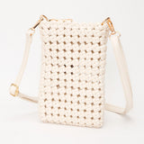 Faux Leather Woven Small Crossbody Bag