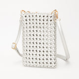 Faux Leather Woven Small Crossbody Bag