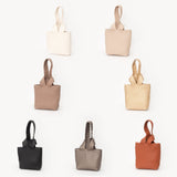 Faux Leather Basket Weave Knotted Handle Handbag