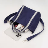 Rhinestone Embellished Strap Accent Mini Canvas Tote Bag / Crossbody Bag