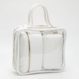 4PCS - Transparent Faux Leather Travel Cosmetic Bag Set