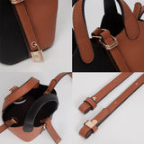 Faux Leather Two Tone Mini Crossbody Bucket Bag