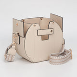 Faux Leather Functional Tumbler Crossbody Bucket Bag