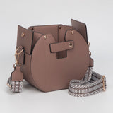 Faux Leather Functional Tumbler Crossbody Bucket Bag