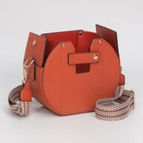 Faux Leather Functional Tumbler Crossbody Bucket Bag