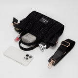 Rhinestone Studded Small Top Handle Crossbody Bag