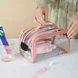 Double Zipper Open Transparent Makeup Pouch Bag