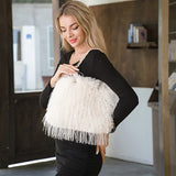 Fluffy Fuzzy Faux Fur Pearl Strap Shoulder Bag