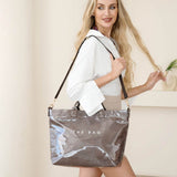 THE BAG Message Print Solid Clear Finish Tote Crossbody Bag