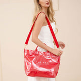 THE BAG Message Print Solid Clear Finish Tote Crossbody Bag