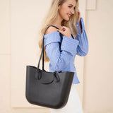 Large Structured Rubber Shoulder Tote Bag