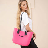 Large Structured Rubber Shoulder Tote Bag