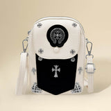 Studded Cross Accent Faux Leather Mini Crossbody Bag