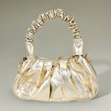 Metallic Faux Leather Top Handle Crossbody Bag