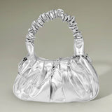 Metallic Faux Leather Top Handle Crossbody Bag