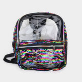 Sequin Rainbow Zipper Transparent Mini Backpack