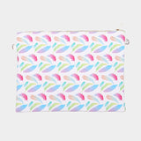 Feather _ Faux saffiano zip clutch bag with strap