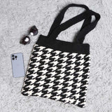 Houndstooth Knit Tote Bag
