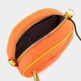 Quilted Solid Round Crossbody Bag