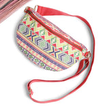 Boho Abstract Pattern Embroidered Crossbody Belt Bag / Sling Bag / Fanny Pack