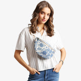 Boho Abstract Pattern Embroidered Crossbody Belt Bag / Sling Bag / Fanny Pack