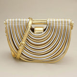 Faux Leather Unique Half Moon Structured Handbag Crossbody Bag