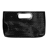 Faux Leather Braided Evening Clutch Crossbody Bag