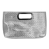 Faux Leather Braided Evening Clutch Crossbody Bag